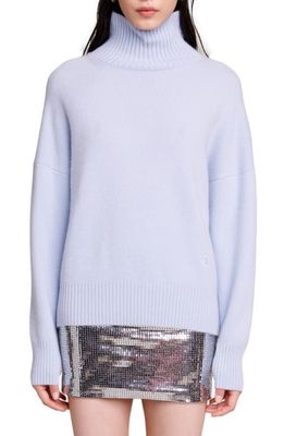 maje Megevo Cashmere Blend Turtleneck Sweater in Blue