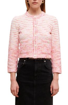 maje Mexico Tweed Sweater in Pink/Ecru