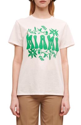 maje Miami Cotton Graphic T-Shirt in White