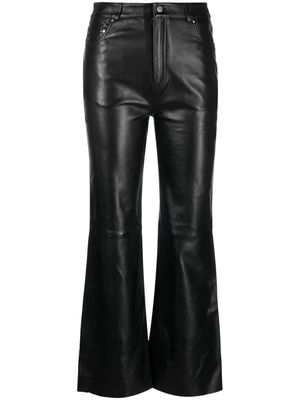Maje mid-rise leather flared trousers - Black