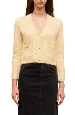 maje Missionette Tweed Cardigan in Yellow