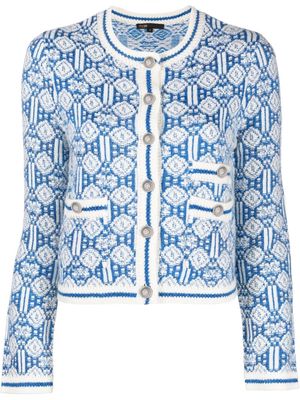 Maje monogram-pattern button-up cardigan - Blue