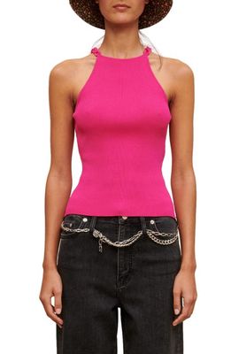 maje My Chain Rib Halter Top in Pink