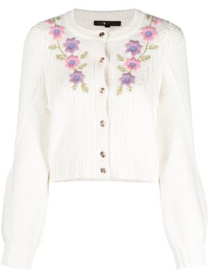 Maje Myflor embroidered cardigan - White