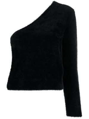 Maje one-shoulder velvet jumper - Black
