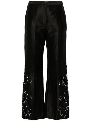 Maje Openwork flared trousers - Black