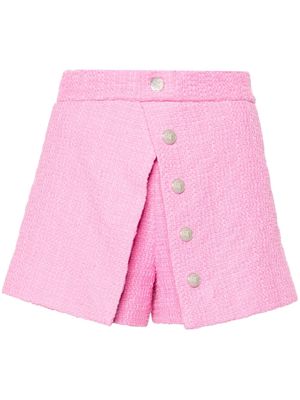 Maje overlapping-panel tweed shorts - Pink