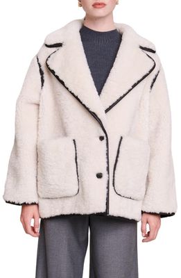maje Oversize Faux Fur Jacket in Ecru