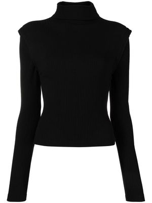 Maje padded-shoulder knit jumper - Black