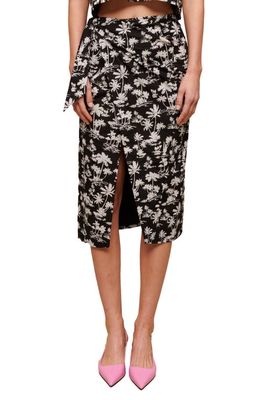 maje Palm Print Cotton Skirt in Black Palm