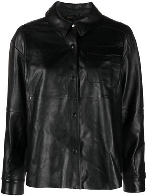 Maje panelled leather shirt - Black