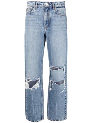 Maje Paros distressed high-waisted jeans - Blue