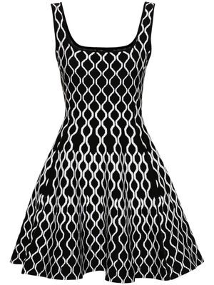 Maje pattern-jacquard flared minidress - Black
