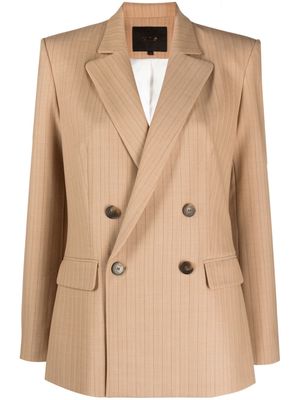 Maje pinstriped double-breasted blazer - Neutrals