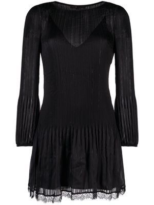 Maje plissé long-sleeved dress - Black