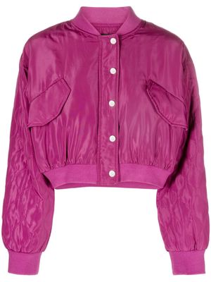 Maje quilted cropped bomber jacket - Pink