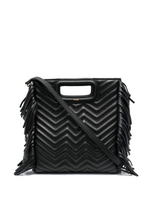 Maje quilted fringed tote bag - Black