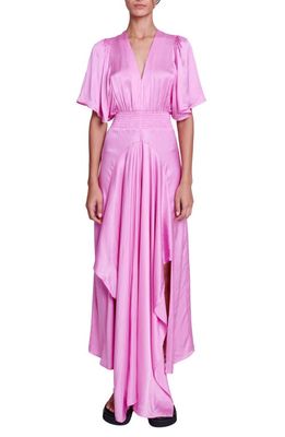 maje Rachelora Asymmetric Hem Maxi Dress in Pink