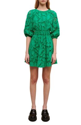 maje Rannick Lace Cutout Dress in Green