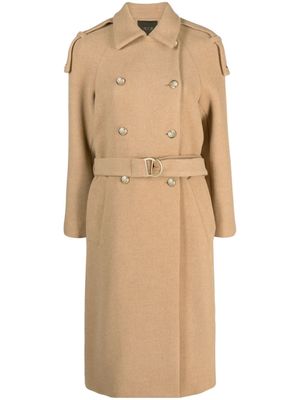 Maje recycled wool-blend double-breasted coat - Brown