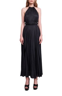 maje Revilly Pleated Maxi Dress in Black