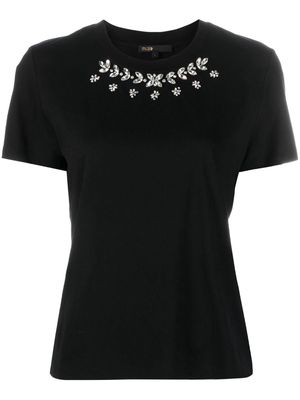 Maje rhinestone-embellished cotton T-shirt - Black