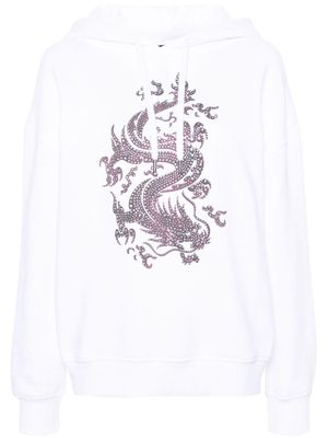 Maje rhinestone-embellished dragon-print hoodie - White