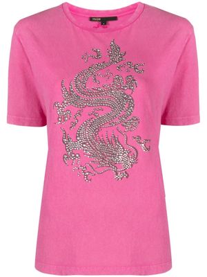 Maje rhinestone-embellished dragon-print T-shirt - Pink