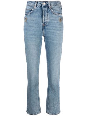 Maje rhinestone-embellished straight-leg jeans - Blue