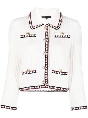 Maje ribbed knit cardigan - White