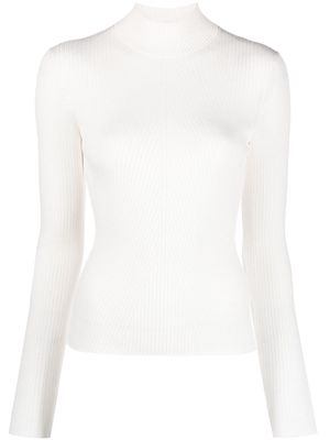 Maje ribbed-knit high-neck jumper - White