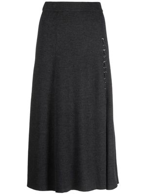 Maje ribbed-knit midi skirt - Grey