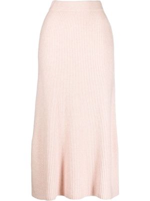 Maje ribbed-knit midi skirt - Pink