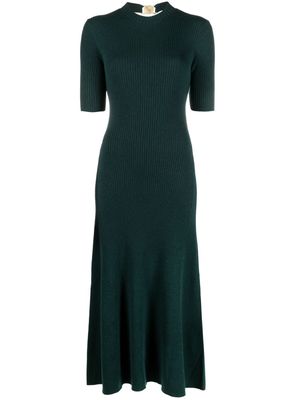 Maje ribbed-knit short-sleeve dress - Green