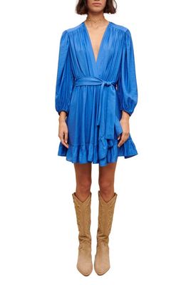 maje Ribleu Long Sleeve Fit & Flare Dress in Blue