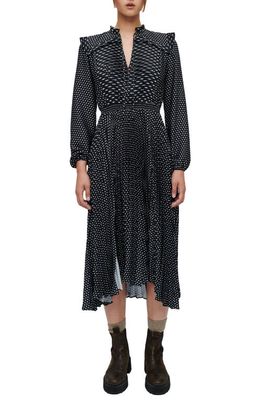 maje Riplettita Dot Print Long Sleeve Fit & Flare Dress in Clover Dot