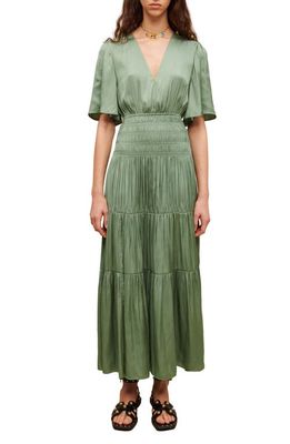 maje Rome Pleated Dress in Green