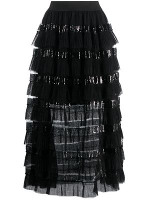 Maje sequin-embellished tulle skirt - Black