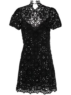 Maje sequined crochet short dress - Black