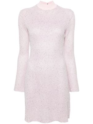 Maje sequined open-knit minidress - Pink