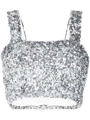 Maje sequinned crop top - Silver