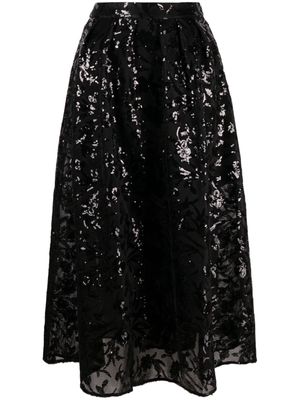 Maje sequinned mesh midi skirt - Black