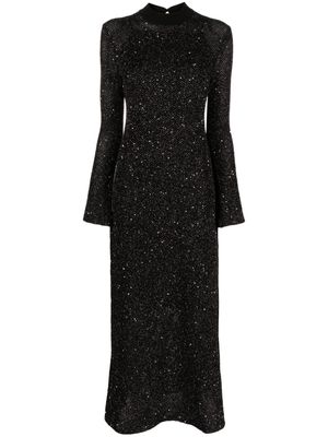 Maje sequinned open-knit maxi dress - Black