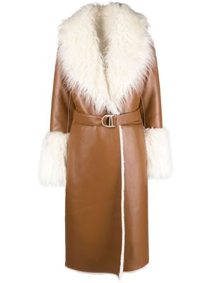 Maje shawl-lapels belted coat - Brown