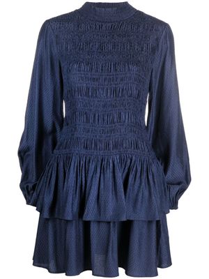 Maje shirred ruffled minidress - Blue