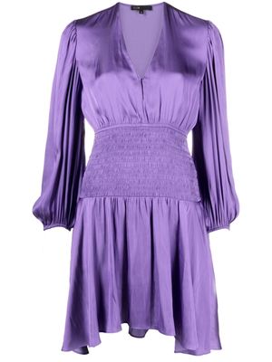 Maje shirred-waist satin minidress - Purple