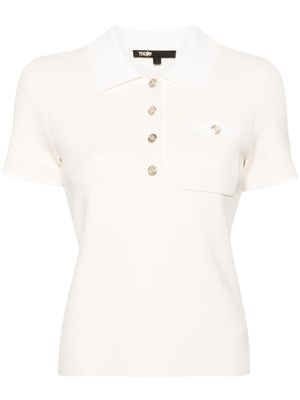 Maje short-sleeve buttoned polo shirt - White