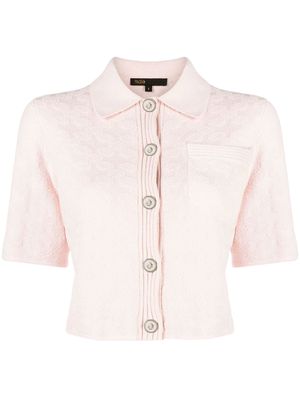 Maje short-sleeve cropped buttoned top - Pink