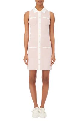maje Sleeveless Button-Up Dress in Pale Pink
