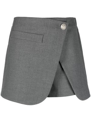 Maje slub-texture wraparound mini shorts - Grey